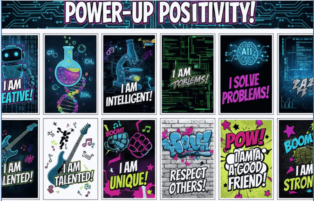 Boys Tech & Science Affirmation Cards | 12 STEM Gaming Cards Ages 8-10 | Digital Download — SEL card game for Australian primary school classrooms