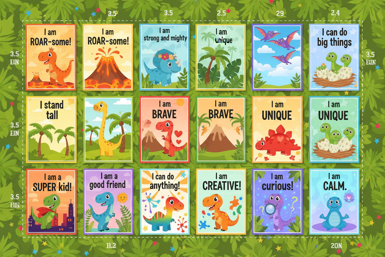 Cool Dinosaur Affirmation Cards | 18 ROAR-some Cards for Kids Ages 4-9 | Digital Download — SEL card game for Australian primary school classrooms