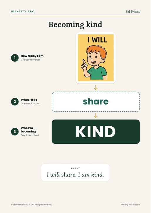Identity arc poster: Becoming kind
