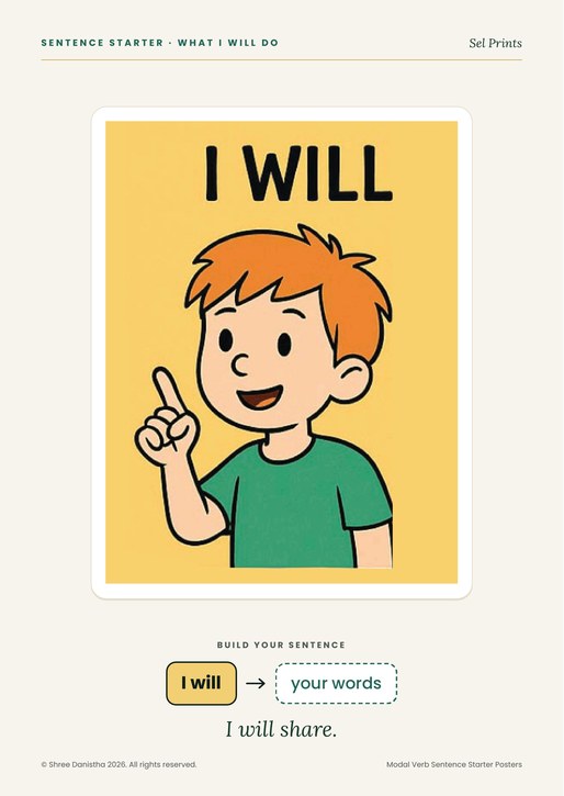 Sentence starter poster: I will